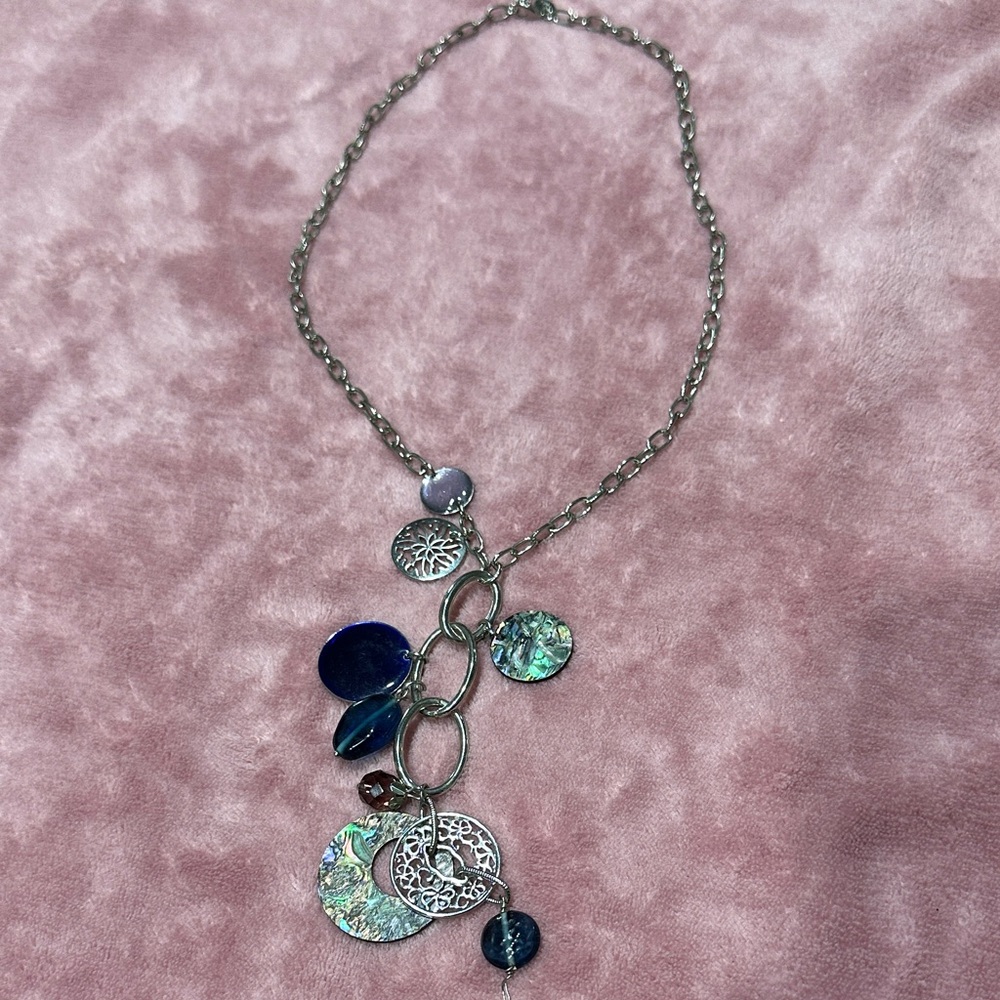 Lia Sophia Silver and Blue Multi-Charm Necklace